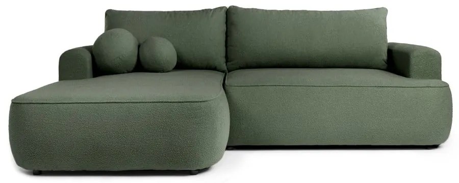 Зелен разтегателен ъглов диван от букле (ляв ъгъл) Quinoa – Bonami Selection