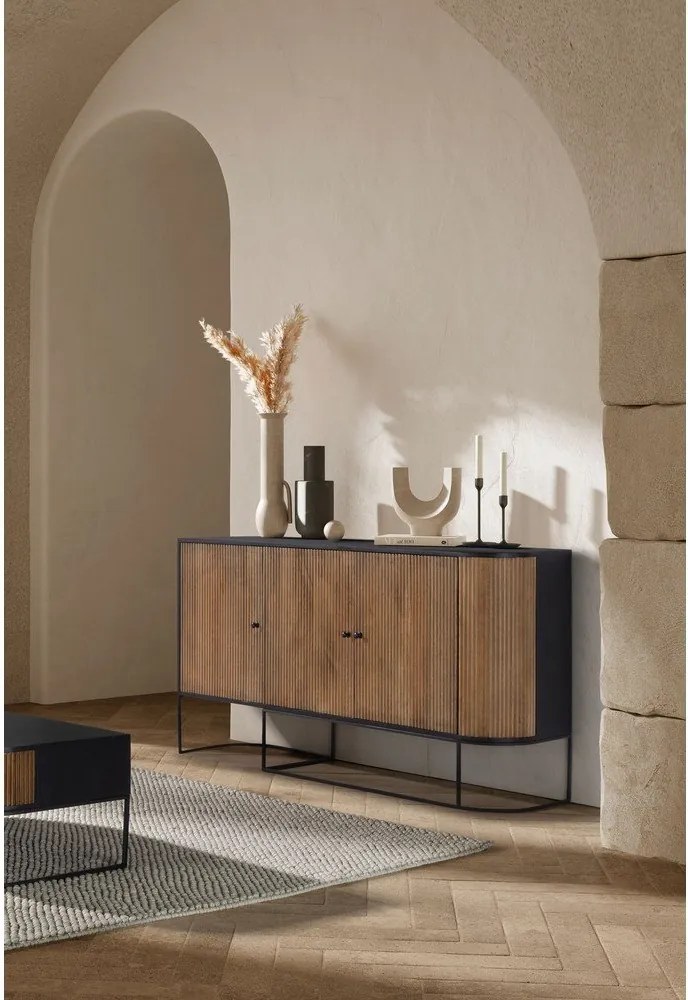 Скрин от масивно манго в естествен цвят 165x90x40 cm Curve – MOME