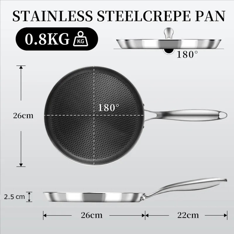 Тиган за палачинки Swiss Haus SH-ZGCP26, 26x2.4 см, Sapphire-керамично покритие, Без PTFE/PFAS/PFOA, Индукция, Сребрист