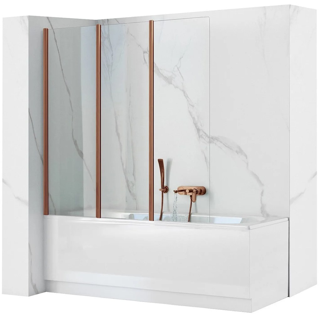 Параван подвижен за вана Rea Agat-3 120 Brush Copper