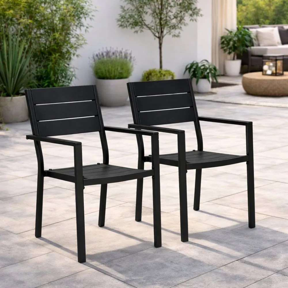 Комплект от 2 градински стола с товароносимост 150 кг Бежово