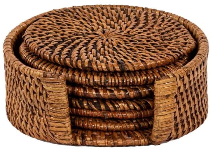 Кафяви ратанови подложки в комплект 6 бр. – Tiseco Home Studio