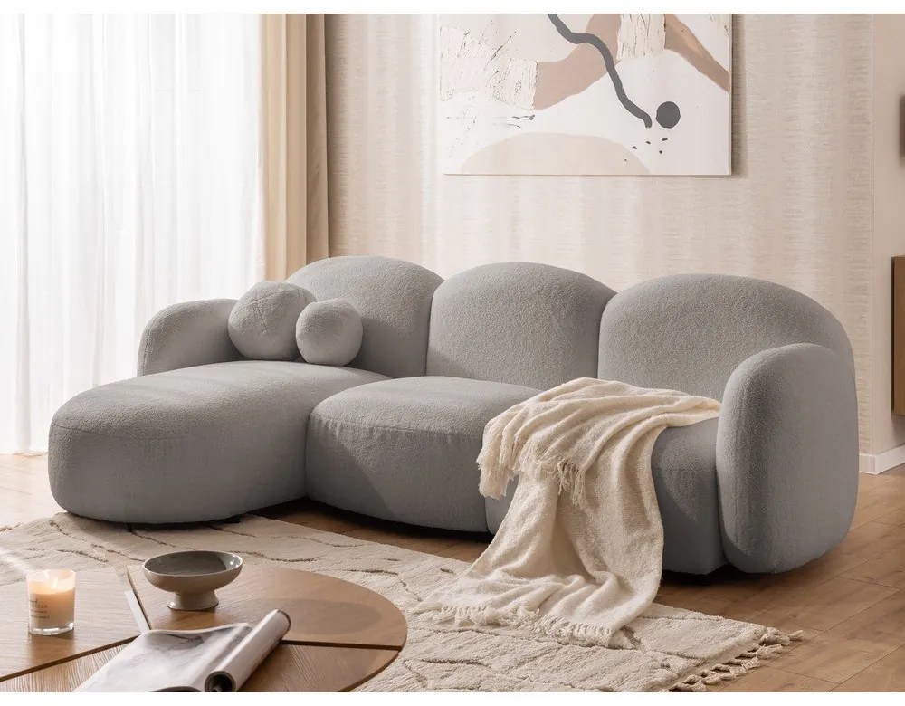 Сив ъглов диван от букле (ляв ъгъл) Orbit – Ropez