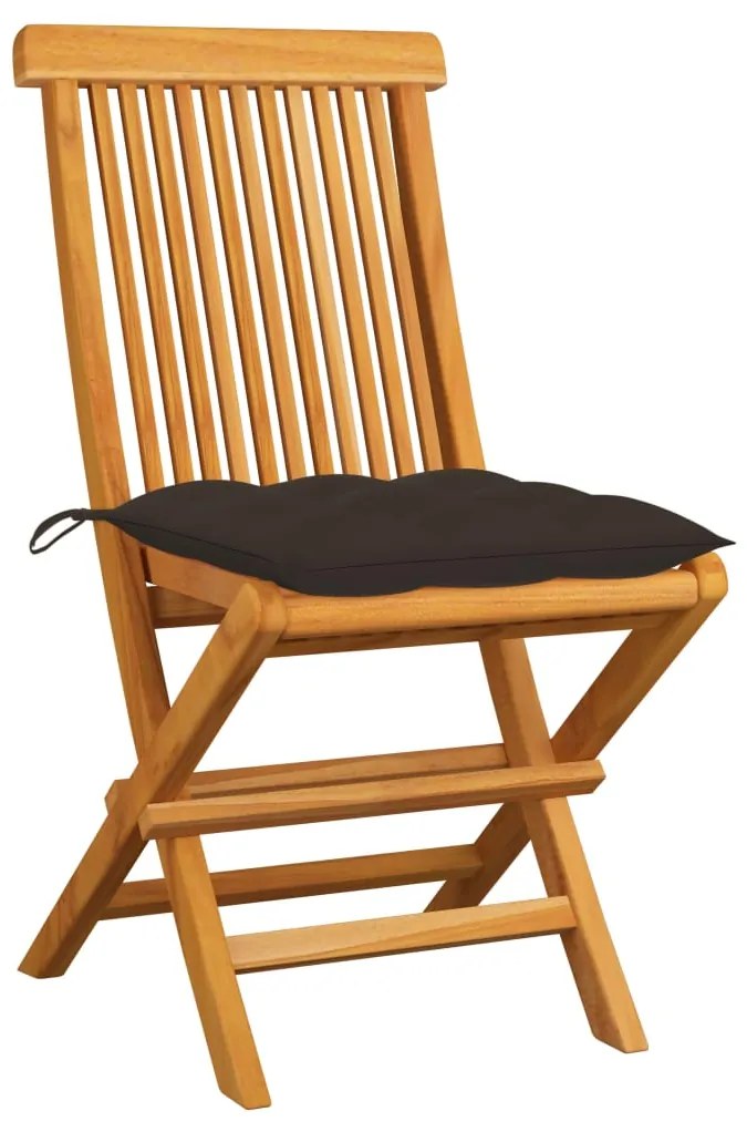 3062483 vidaXL Градински столове с възглавници таупе 2 бр тиково дърво масив