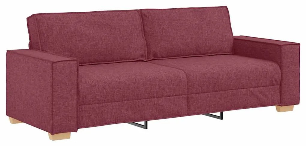 4104993 vidaXL 3-местен диван, бордо, 180 см, плат
