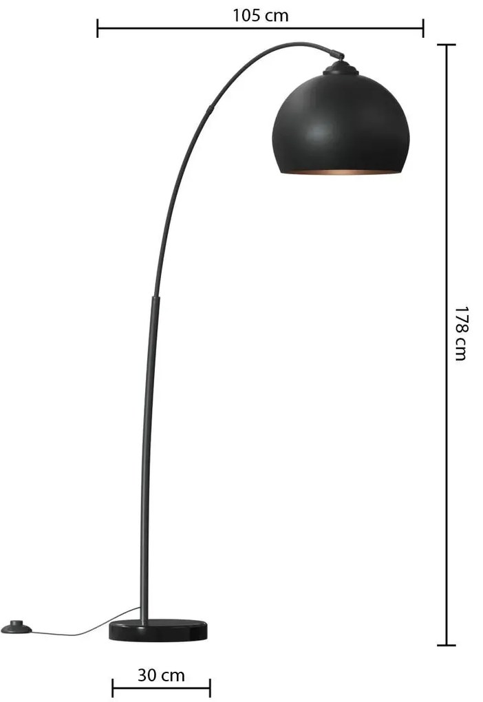 Лампион atmosphera Hyto, Метал и Мрамор, Черен, 177 cm
