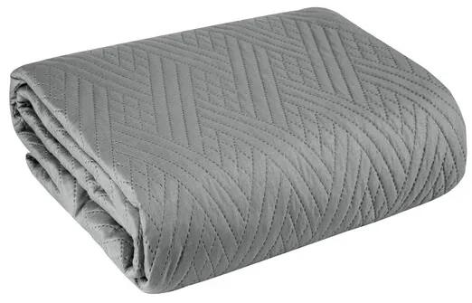 Сива модерна покривка за легло с геометрична шарка