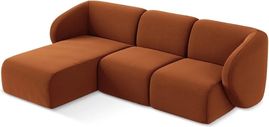 Теракотен кадифен ъглов диван (ляв ъгъл) Lani – Makamii