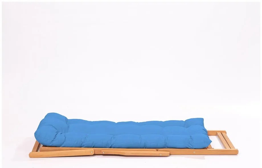 Градински шезлонг от масивно дърво в син и естествен цвят – Floriane Garden