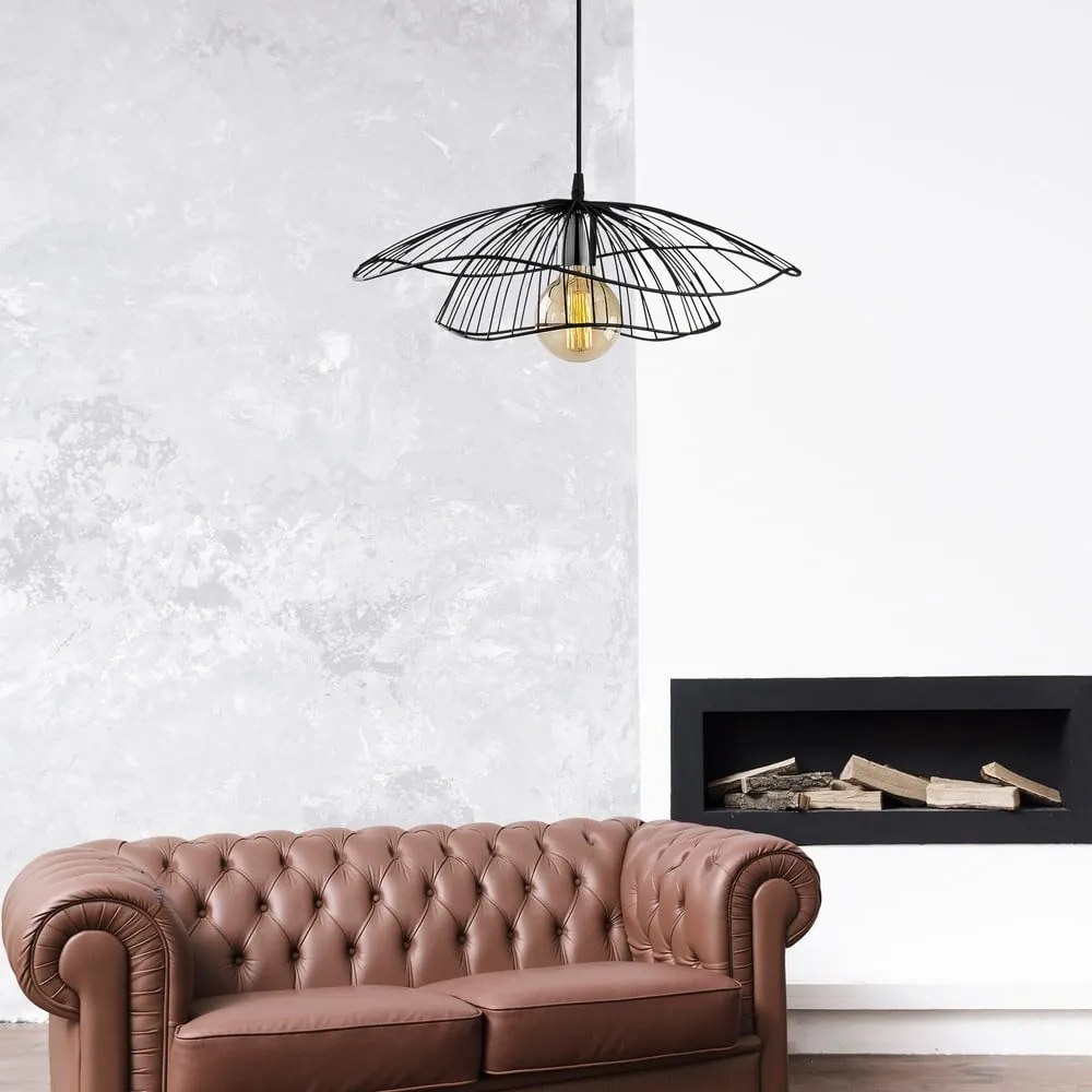 Черна висяща лампа Tel, ø 50 cm - Opviq lights