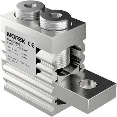 MOREK Неизолиран конектор към устройство OT240-2 2xAl/Cu 70-240 mm² h99mm 630A 690V  - MAC2240E10