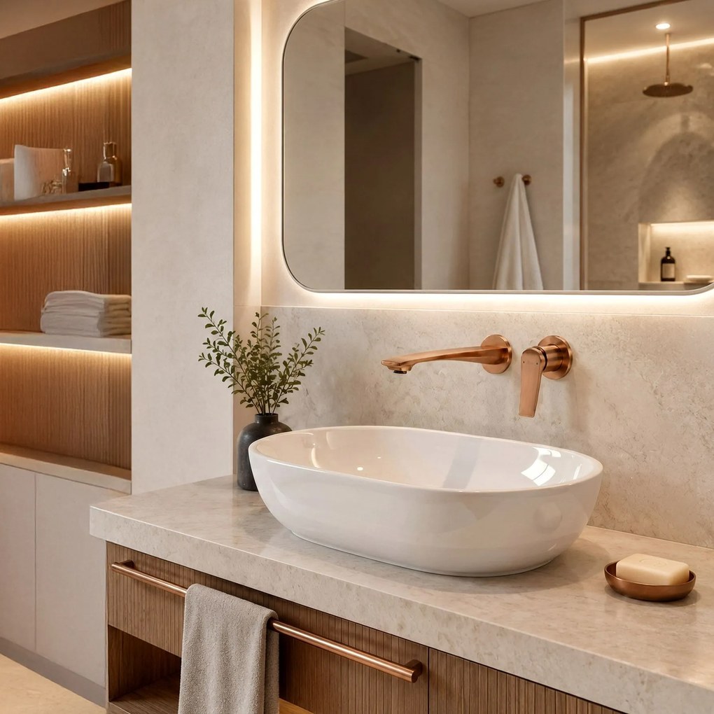 Смесител за мивка за вграждане REA VISION Brush Copper + BOX