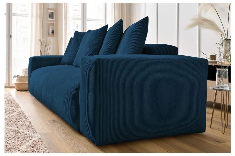 Тъмносин диван от рипсено кадифе 280 cm Voltaire – Bobochic Paris