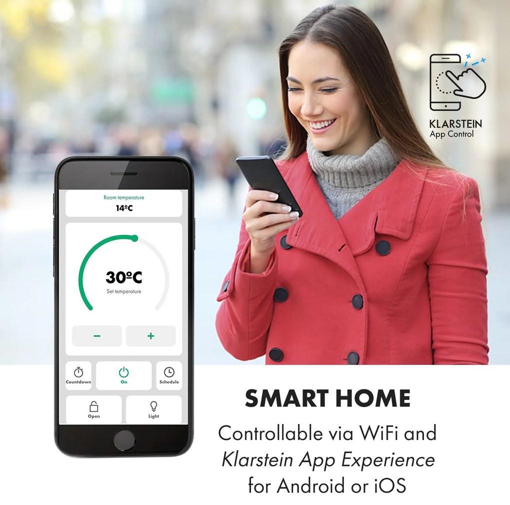 Klarstein Bansin Smart 1500, конвектор, 1500 W, управление през апликация