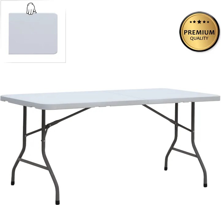 Capri TopMebel сгъваема маса за конференции - куфар в цвят ледено бяло 183x76x74см.