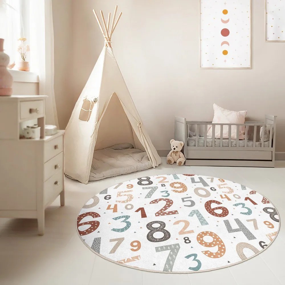 Детско килимче за игра подходящо за пране ø100 cm Happy Numbers – Mila Home