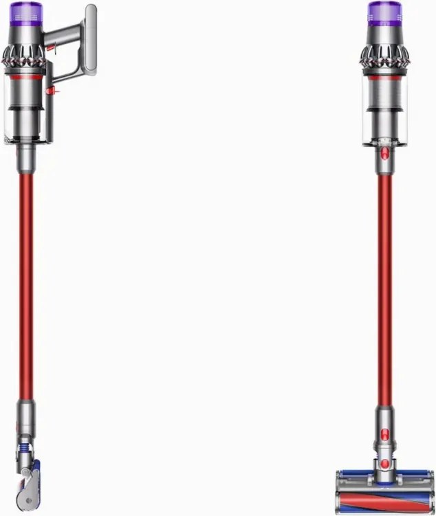 Вертикална прахосмукачка Dyson V11 Fluffу 476550-01 2в1, 185AW, 0.54 л, 125 000 об/мин, Автономия 60 мин, 3 режима, LCD, Никел/червен