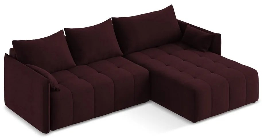 Разтегателен ъглов диван с място за съхранение в цвят бордо (десен ъгъл) Moku – Makamii