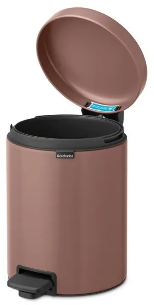 Кош за боклук с педал Brabantia NewIcon 1008841, 5 л, Плавно затваряне, Противоплъзгаща основа, Сатенено покритие, Кафяв