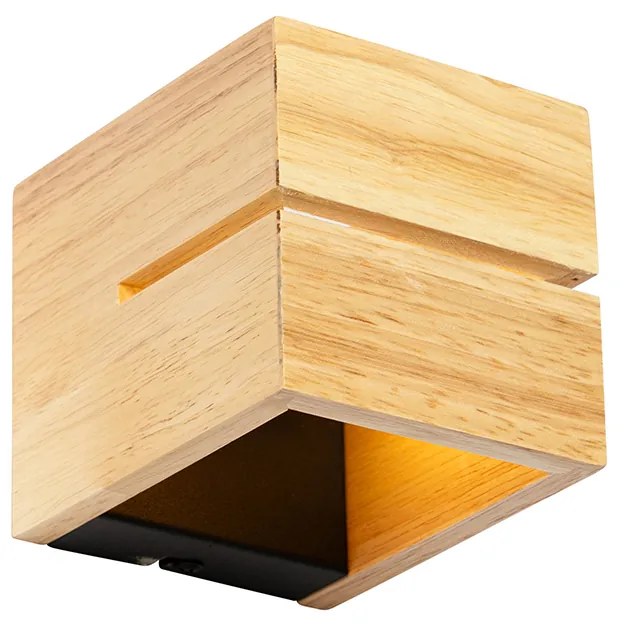 Ръстична стенна лампа дъбов дървен 9,7 см - Transfer Groove