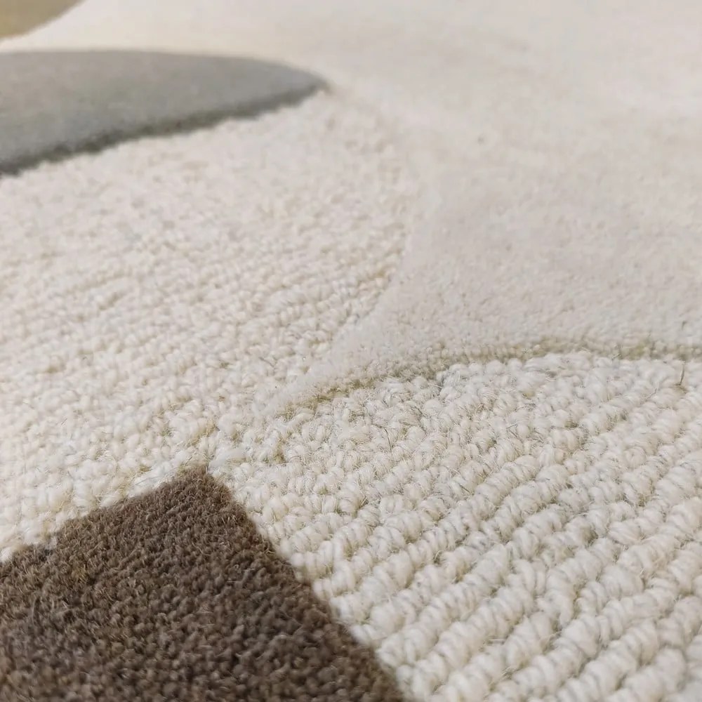 Сиво-бежов ръчно изработен вълнен килим 200x290 cm Mia Scallop Frame – Flair Rugs