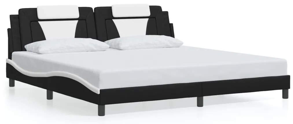3208122 vidaXL Рамка за легло Viana без матрак, черна, бяла, 200x200см, изкуствена кожа