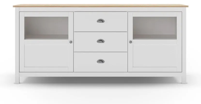 Бял нисък скрин от масивен бор 180x80 cm Misti – Marckeric