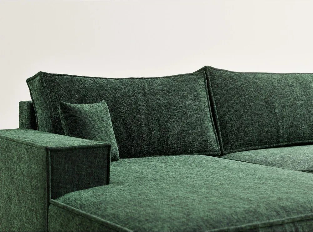 Тъмнозелен шенилов сгъваем/с място за съхранение ъглов диван (U форма) Kyoto – Maison de Rêve