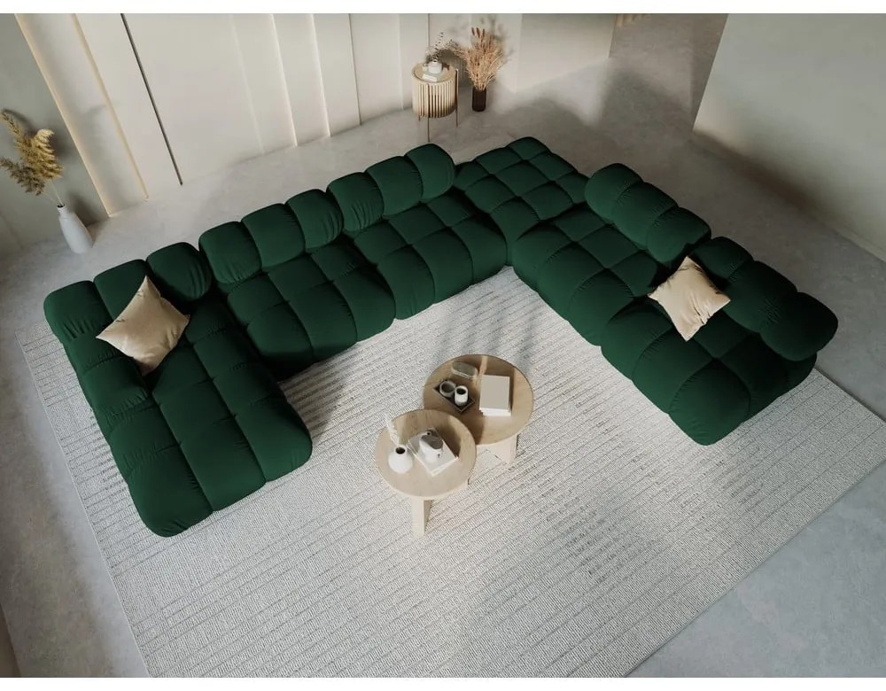 Зелен кадифен диван 379 cm Bellis - Micadoni Home