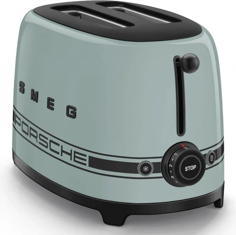 Тостер за хляб SMEG 50's Style Porsche TSF01PSGEU, 950W, 2 филии, 6 нива, Тавичка за трохи, Вграден кабел, Неръждаема стомана, Зелен