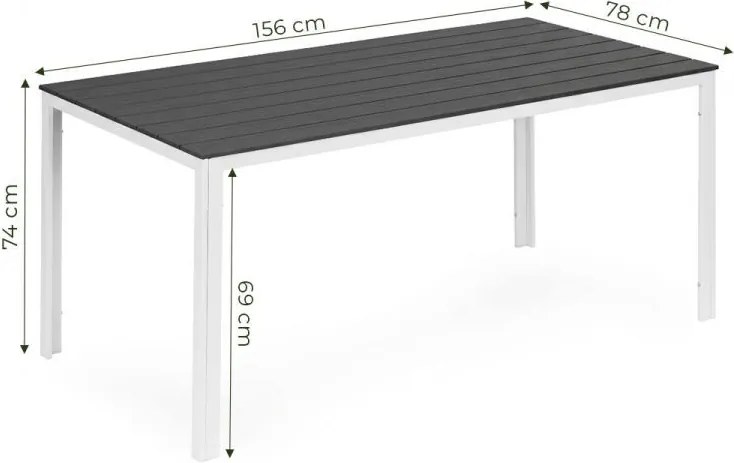 Голяма градинска маса в сиво с бели крака