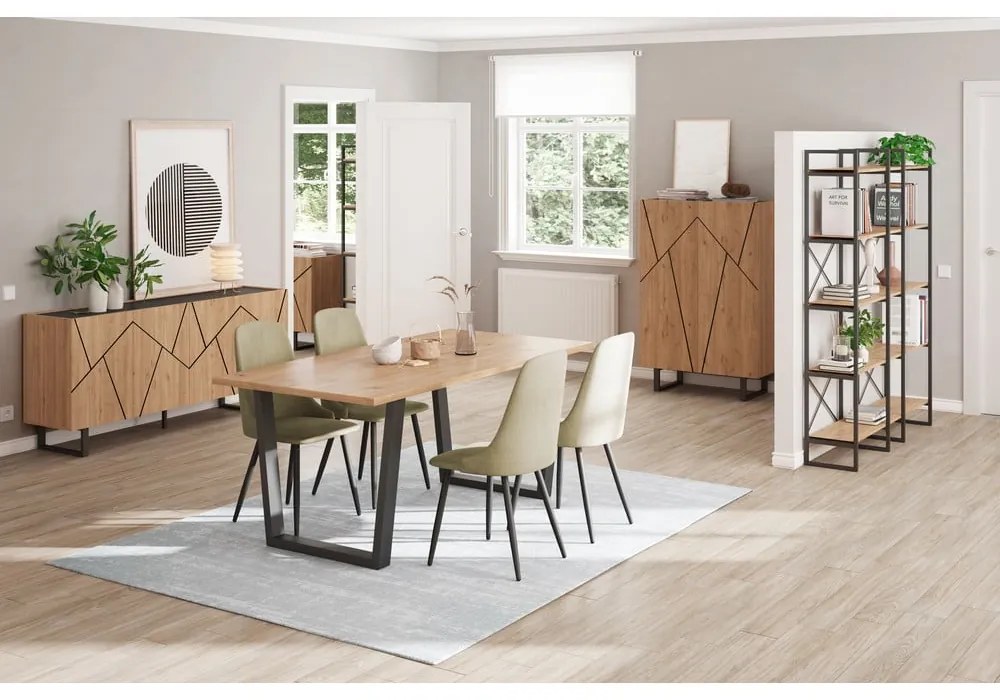 Трапезна маса с дъбов плот 100x180 cm Francesca - Marckeric