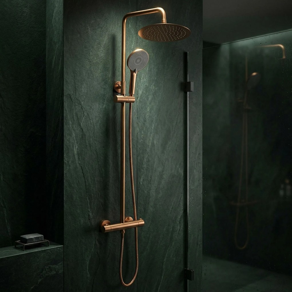 Душ комплект без чучур с термостат Rea Lungo Copper Brush
