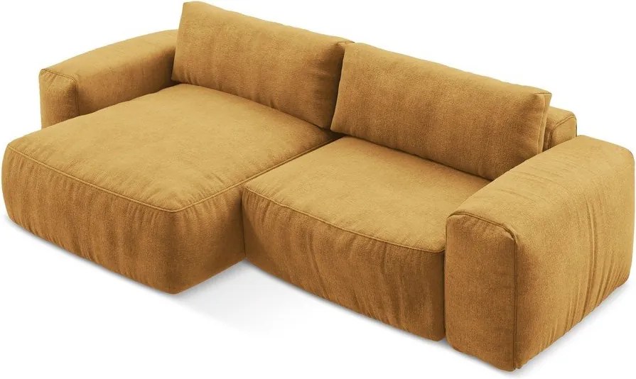 Шенилов сгъваем ъглов диван в цвят горчица (ляв ъгъл) Kuki – Makamii
