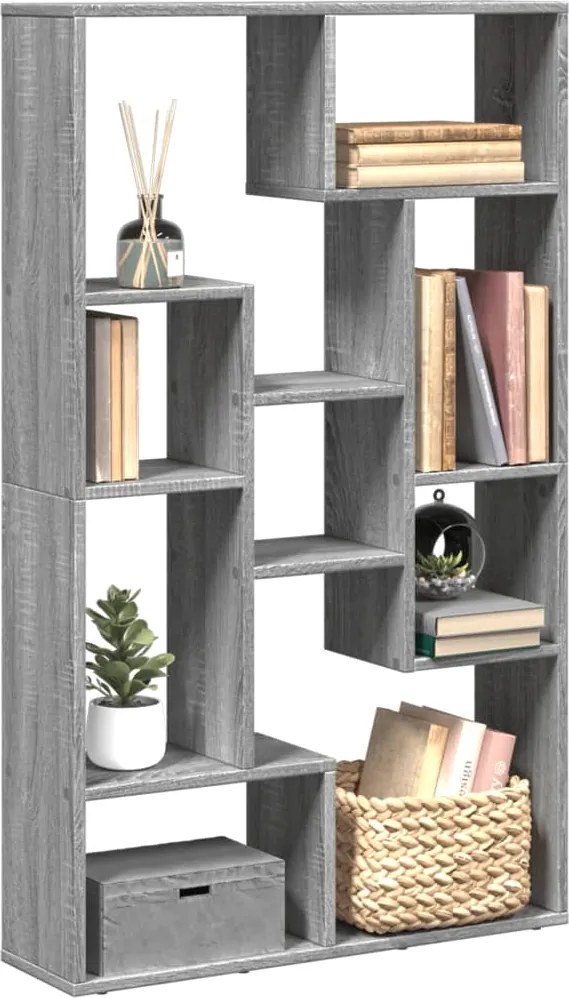 858161 vidaXL Библиотека, сив сонома, 72x20x120,5 см, инженерно дърво