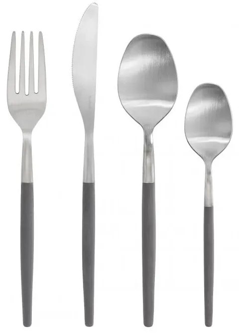Тъмносиви//сребърни прибори за хранене 16 бр. от неръждаема стомана Maxime – Blomus
