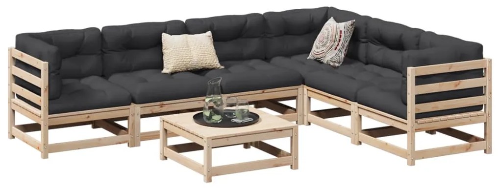 3299463 vidaXL Градински комплект диван от 7 части, масивно дърво бор