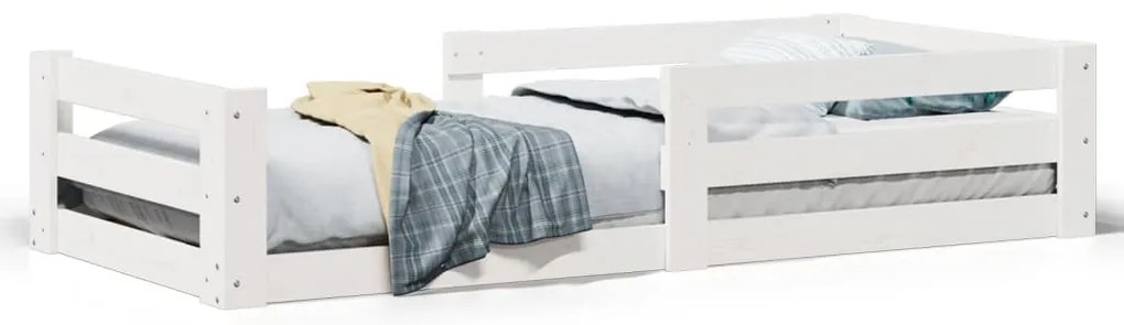 855685 vidaXL Рамка за легло без матрак, бял, 100x200 см, бор масив