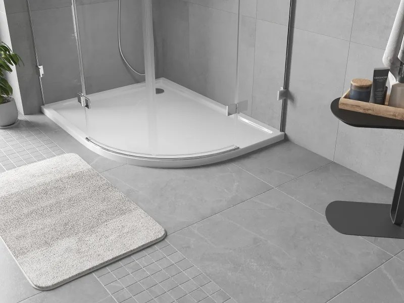 Mexen Flow полукръгъл асиметричен тънък ляв 90 x 80 cm, бял блясък - 46Q108090L