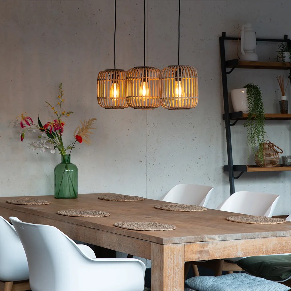 Рустикална ратан висяща лампа 3-светлина - Manila