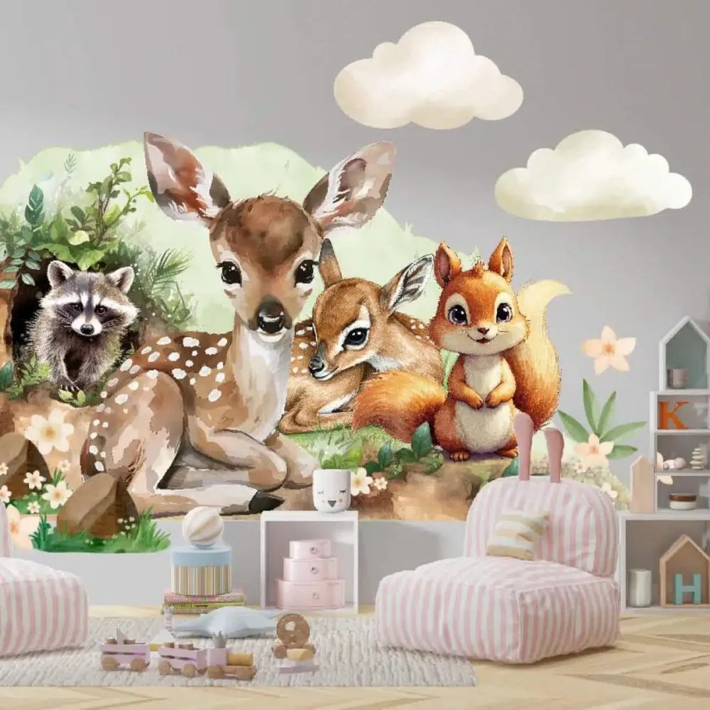 Акварелен стикер - горски животни Šírka: 60 cm | Dĺžka: 120 cm