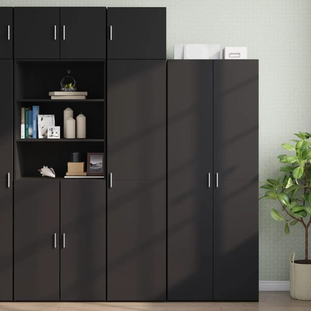Sonata H Тесен шкаф за съхранение черен 45x42,5x225 см инженерно дърво