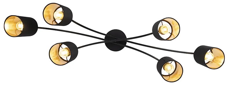 Модерна таванна лампа черна 6-лампи - Lofty