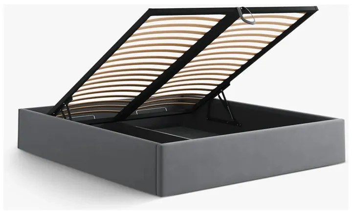 Сиво двойно легло 180x200 cm тапицирано с място за съхранение/без табла с включена подматрачна рамка Susan – Micadoni