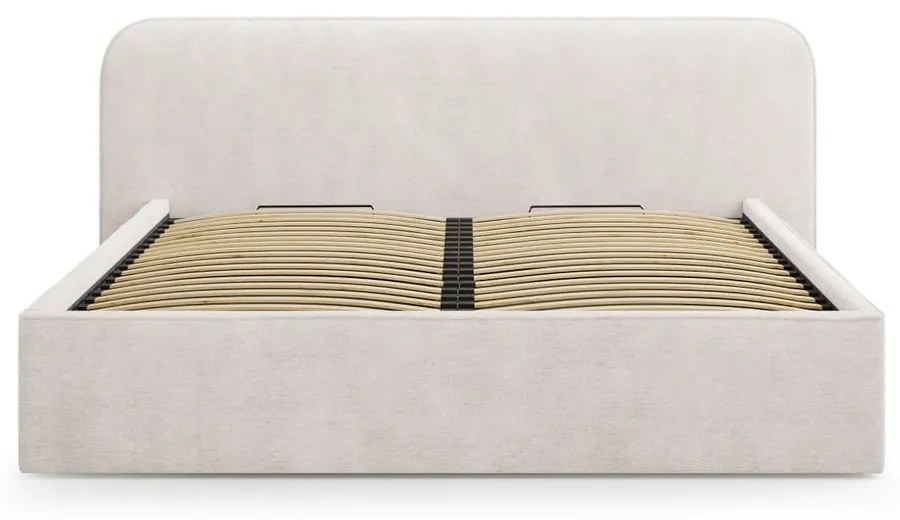 Бяло двойно тапицирано легло с място за съхранение с включена подматрачна рамка 180x200 cm Elizabeth – Micadoni