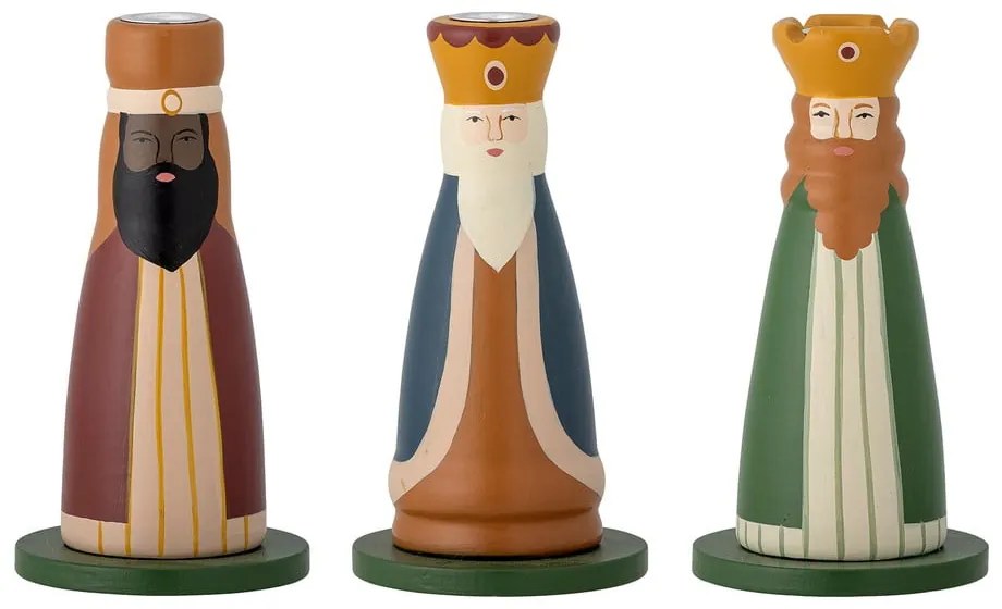 Дървени свещници в комплект от 3 бр. с коледни мотиви Betiel – Bloomingville