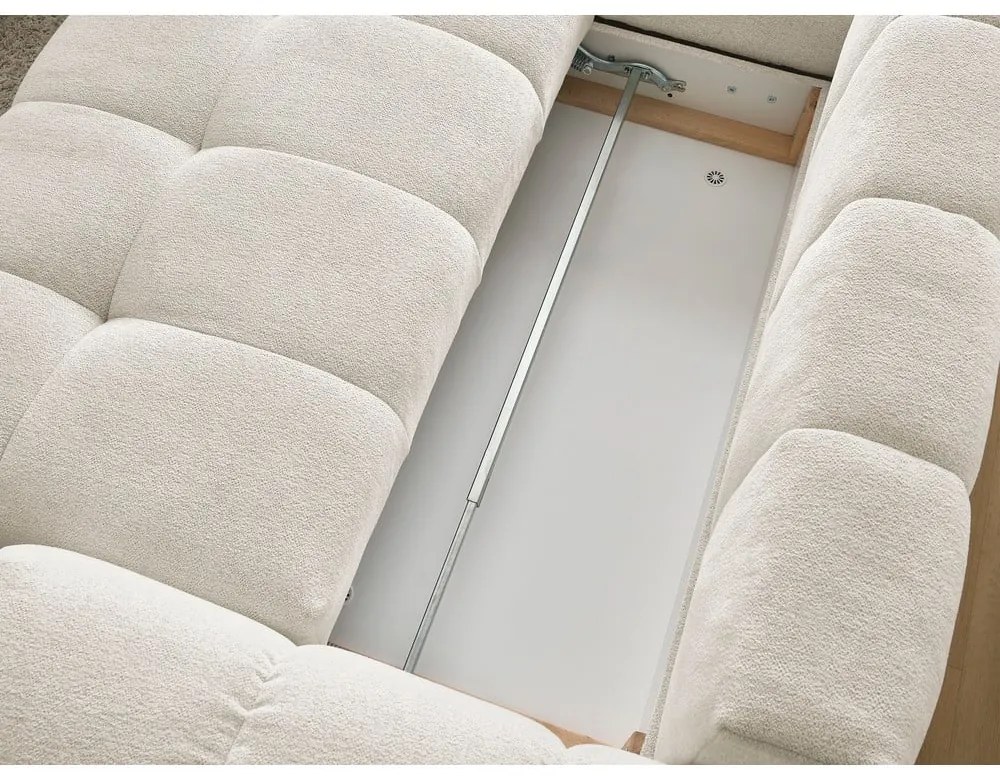 Бял шенилов сгъваем/с място за съхранение ъглов диван (ляв ъгъл/L форма) Everest – Bobochic Paris