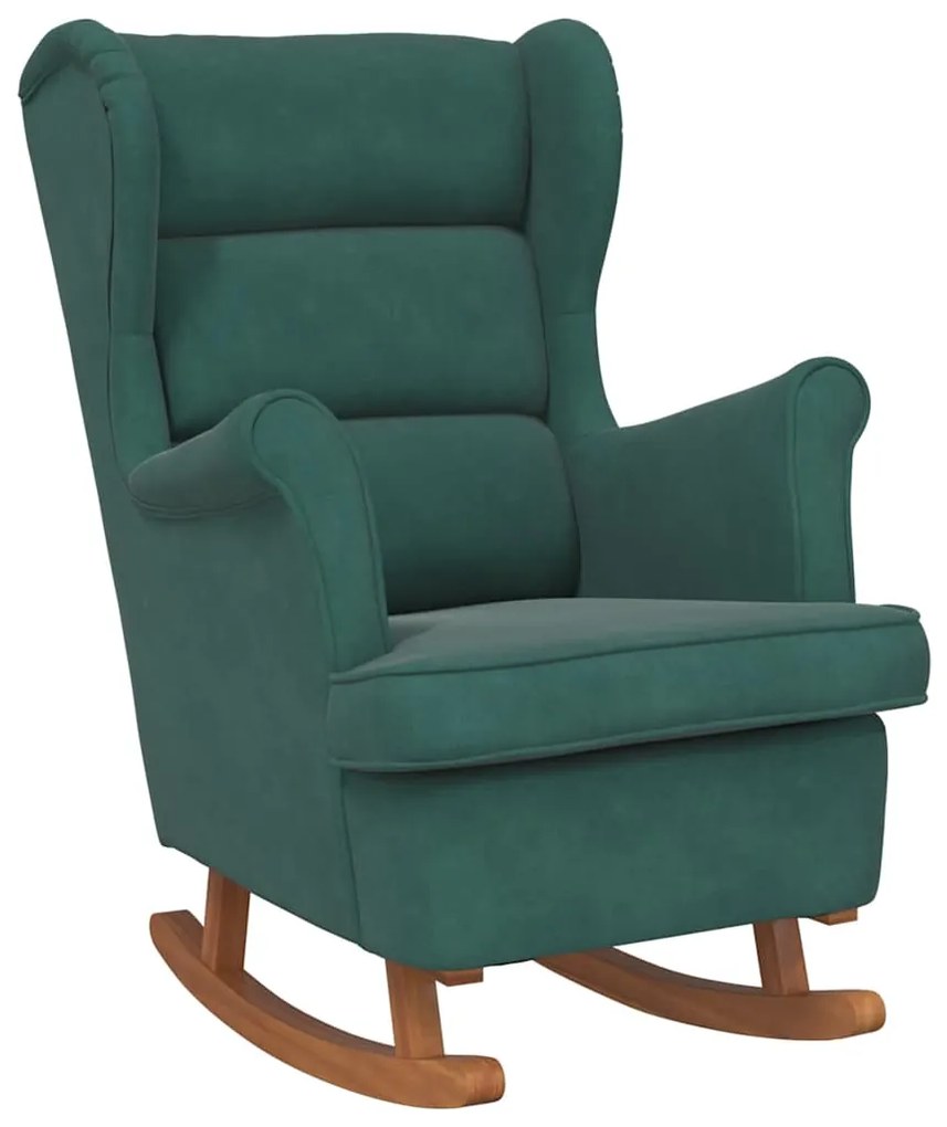 329365 vidaXL Люлеещ се стол с облегалка, тъмнозелен кадифе масивна дървесина
