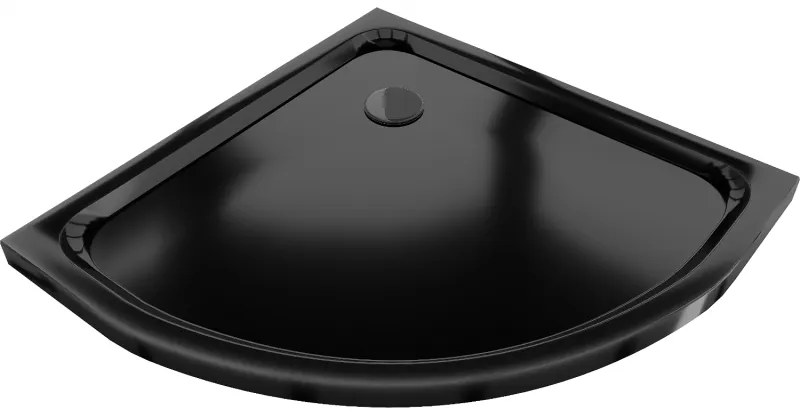 Mexen Flat пoлукръгъл тънък душ коритo 100 x 100 см, черен, сифон черен - 41701010B