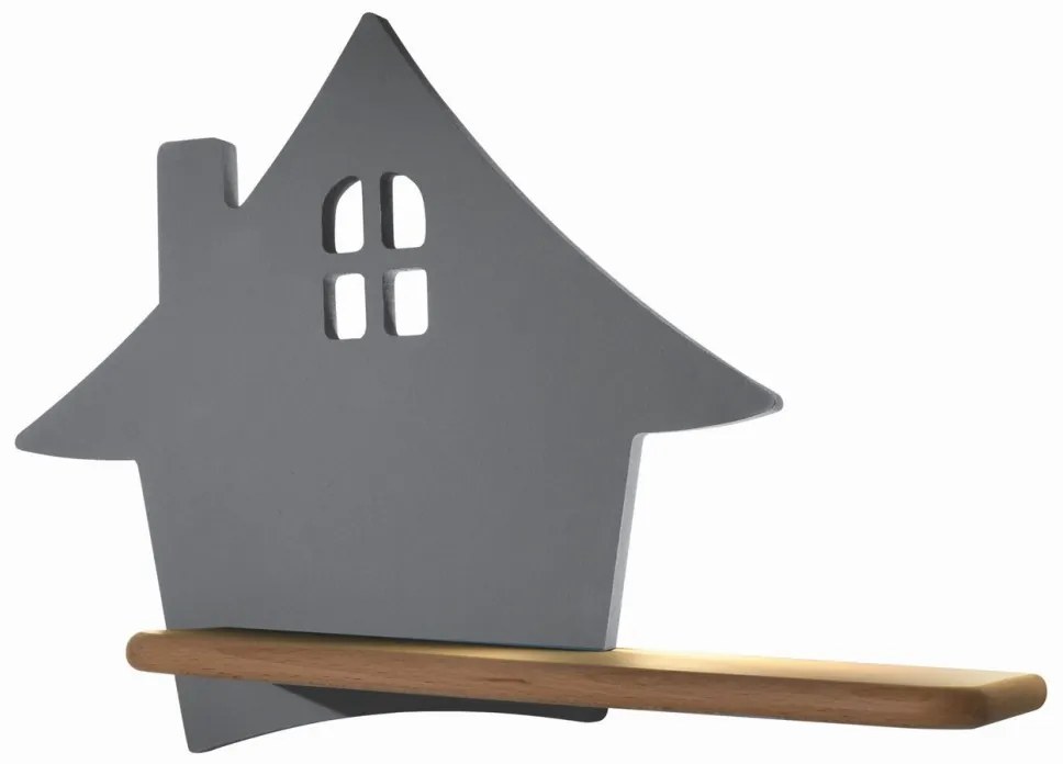 LED Детски аплик с рафт HOUSE LED/4W/230V сив/дърво
